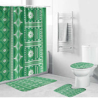 Fiji Masi All Green Bathroom Set Tapa Pattern - Polynesian Pride