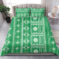 Fiji Masi All Green Bedding Set Tapa Pattern - Polynesian Pride