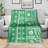 Fiji Masi All Green Blanket Tapa Pattern - Polynesian Pride