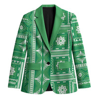 Fiji Masi All Green Blazer Tapa Pattern - Polynesian Pride