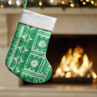 Fiji Masi All Green Christmas Stocking Tapa Pattern - Polynesian Pride