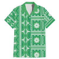 Fiji Masi All Green Family Matching Mermaid Dress and Hawaiian Shirt Tapa Pattern - Polynesian Pride