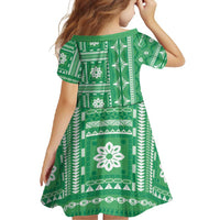 Fiji Masi All Green Family Matching Off Shoulder Maxi Dress and Hawaiian Shirt Tapa Pattern LT01 - Polynesian Pride
