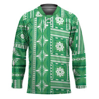 Fiji Masi All Green Hockey Jersey Tapa Pattern - Polynesian Pride