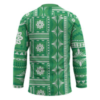 Fiji Masi All Green Hockey Jersey Tapa Pattern LT01 - Polynesian Pride