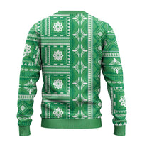 Fiji Masi All Green Ugly Christmas Sweater Tapa Pattern - Polynesian Pride