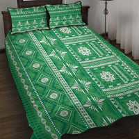 Fiji Masi All Green Quilt Bed Set Tapa Pattern - Polynesian Pride