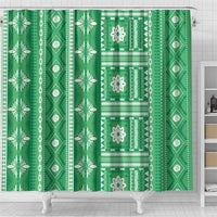 Fiji Masi All Green Shower Curtain Tapa Pattern - Polynesian Pride