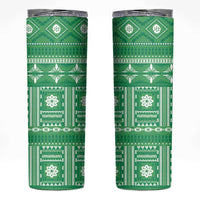 Fiji Masi All Green Skinny Tumbler Tapa Pattern LT01 Green - Polynesian Pride