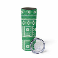 Fiji Masi All Green Skinny Tumbler Tapa Pattern LT01 - Polynesian Pride