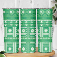 Fiji Masi All Green Skinny Tumbler Tapa Pattern LT01 - Polynesian Pride
