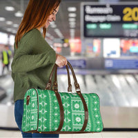 Fiji Masi All Green Travel Bag Tapa Pattern - Polynesian Pride