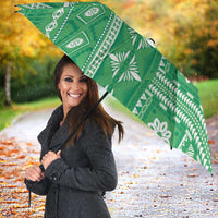 Fiji Masi All Green Umbrella Tapa Pattern - Polynesian Pride