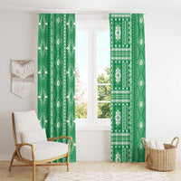 Fiji Masi All Green Window Curtain Tapa Pattern - Polynesian Pride
