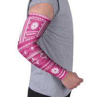 Fiji Masi All Pink Arm Sleeves Tapa Pattern - Polynesian Pride