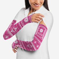 Fiji Masi All Pink Arm Sleeves Tapa Pattern - Polynesian Pride