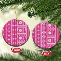 Fiji Masi All Pink Ceramic Ornament Tapa Pattern - Polynesian Pride