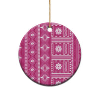 Fiji Masi All Pink Ceramic Ornament Tapa Pattern - Polynesian Pride