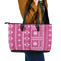 Fiji Masi All Pink Leather Tote Bag Tapa Pattern LT01 - Polynesian Pride