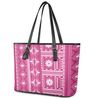 Fiji Masi All Pink Leather Tote Bag Tapa Pattern LT01 - Polynesian Pride