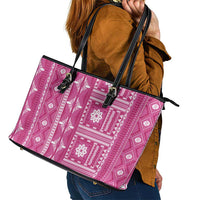 Fiji Masi All Pink Leather Tote Bag Tapa Pattern LT01 - Polynesian Pride