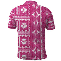 Fiji Masi All Pink Polo Shirt Tapa Pattern - Polynesian Pride