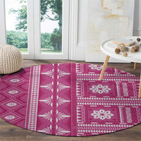Fiji Masi All Pink Round Carpet Tapa Pattern - Polynesian Pride