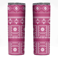 Fiji Masi All Pink Skinny Tumbler Tapa Pattern LT01 Pink - Polynesian Pride