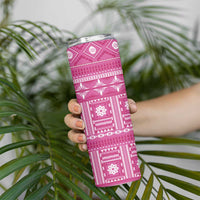 Fiji Masi All Pink Skinny Tumbler Tapa Pattern LT01 - Polynesian Pride