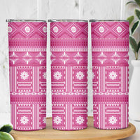 Fiji Masi All Pink Skinny Tumbler Tapa Pattern LT01 - Polynesian Pride