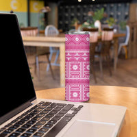 Fiji Masi All Pink Skinny Tumbler Tapa Pattern LT01 - Polynesian Pride