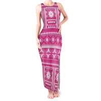 Fiji Masi All Pink Tank Maxi Dress Tapa Pattern - Polynesian Pride