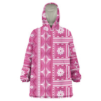 Fiji Masi All Pink Wearable Blanket Hoodie Tapa Pattern - Polynesian Pride