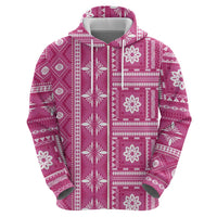 Fiji Masi All Pink Zip Hoodie Tapa Pattern - Polynesian Pride