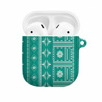 Fiji Masi All Teal AirPods Case Tapa Pattern LT01 Teal - Polynesian Pride