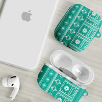 Fiji Masi All Teal AirPods Case Tapa Pattern LT01 - Polynesian Pride