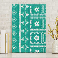 Fiji Masi All Teal Canvas Wall Art Tapa Pattern - Polynesian Pride