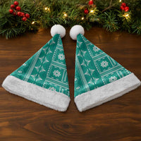 Fiji Masi All Teal Christmas Santa Hat Tapa Pattern - Polynesian Pride