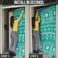 Fiji Masi All Teal Door Cover Tapa Pattern - Polynesian Pride