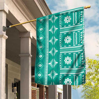 Fiji Masi All Teal Garden Flag Tapa Pattern - Polynesian Pride