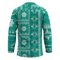 Fiji Masi All Teal Hockey Jersey Tapa Pattern LT01 - Polynesian Pride