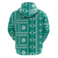 Fiji Masi All Teal Hoodie Tapa Pattern - Polynesian Pride