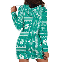 Fiji Masi All Teal Hoodie Dress Tapa Pattern - Polynesian Pride