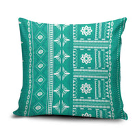 Fiji Masi All Teal Pillow Cover Tapa Pattern - Polynesian Pride