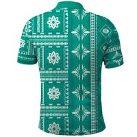 Fiji Masi All Teal Polo Shirt Tapa Pattern - Polynesian Pride