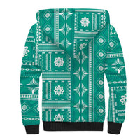 Fiji Masi All Teal Sherpa Hoodie Tapa Pattern - Polynesian Pride