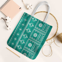 Fiji Masi All Teal Tote Bag Tapa Pattern - Polynesian Pride