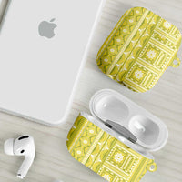 Fiji Masi All Yellow AirPods Case Tapa Pattern LT01 - Polynesian Pride