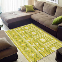 Fiji Masi All Yellow Area Rug Tapa Pattern - Polynesian Pride
