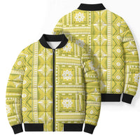 Fiji Masi All Yellow Bomber Puffer Jacket Tapa Pattern - Polynesian Pride